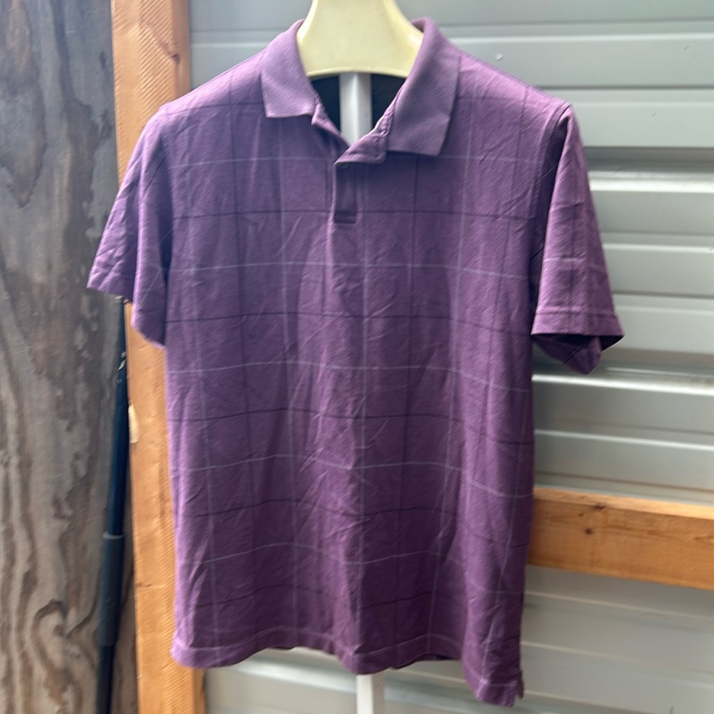 Van Heusen Men's purple Stripe Short Sleeve Polo Shirt (Cel)